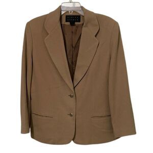 Finity Studio Tan Wool Cashmere Blazer Jacket Womens Size 12 Career Winter Work